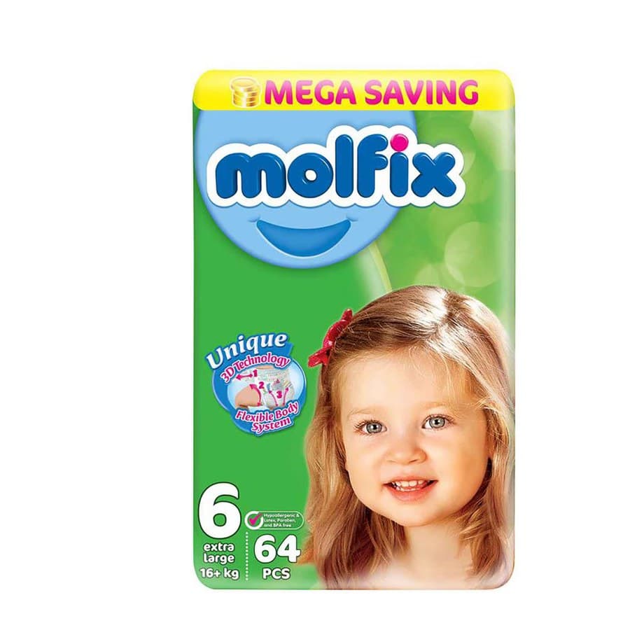 حفاضات Molfix 3D إكسترا لارج مقاس 6 - 40 قطعة